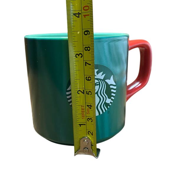 Starbucks Green Marble Pattern Small Mug Cup With Red Handle 11 oz 2022 - Picture 7 of 9